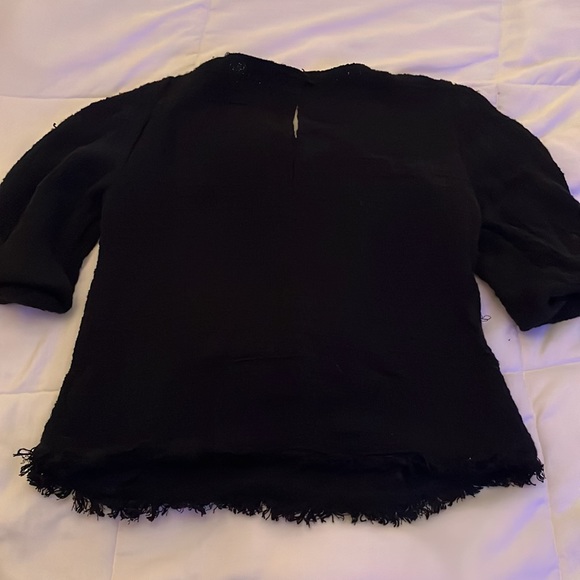 NWT Zara Black Tweed Diamond Buckle Blouse Top in XS - Picture 3 of 4